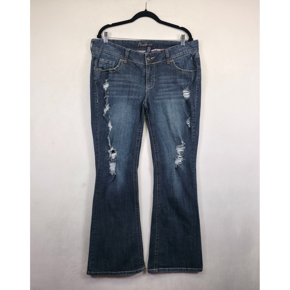 Amethyst‎ Jeans Womens 16 Distressed Y2K Low Rise Flared Denim Bootcut - Picture 2 of 14